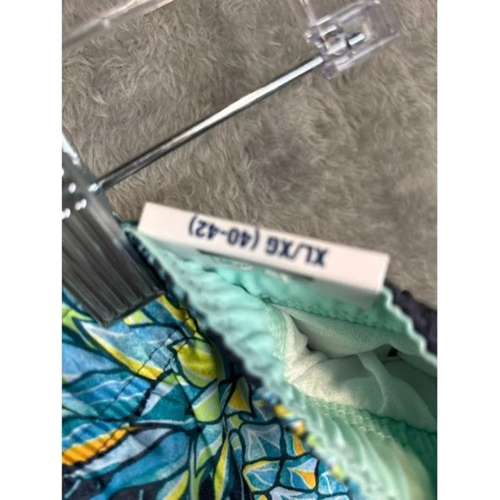George Men's Above The Knee Swim Trunks Pineapple Print Blue Yellow XL 40-42‎